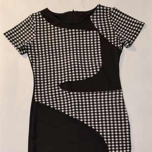 Livagirl Black & White Checkered Dress with Back Slit – NWT